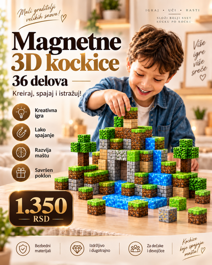 Magnetne 3D kockice „Kraljevstvo mašte“ – Za male graditelje velikih svetova