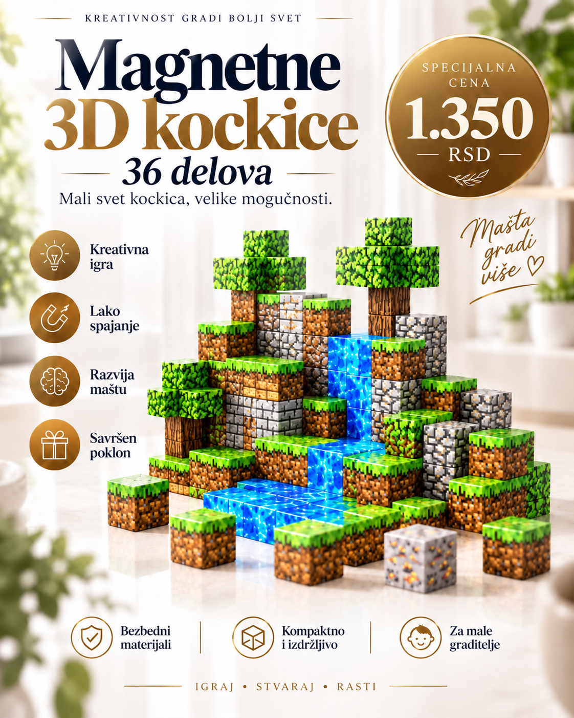Magnetne 3D kockice „Kraljevstvo mašte“ – Za male graditelje velikih svetova