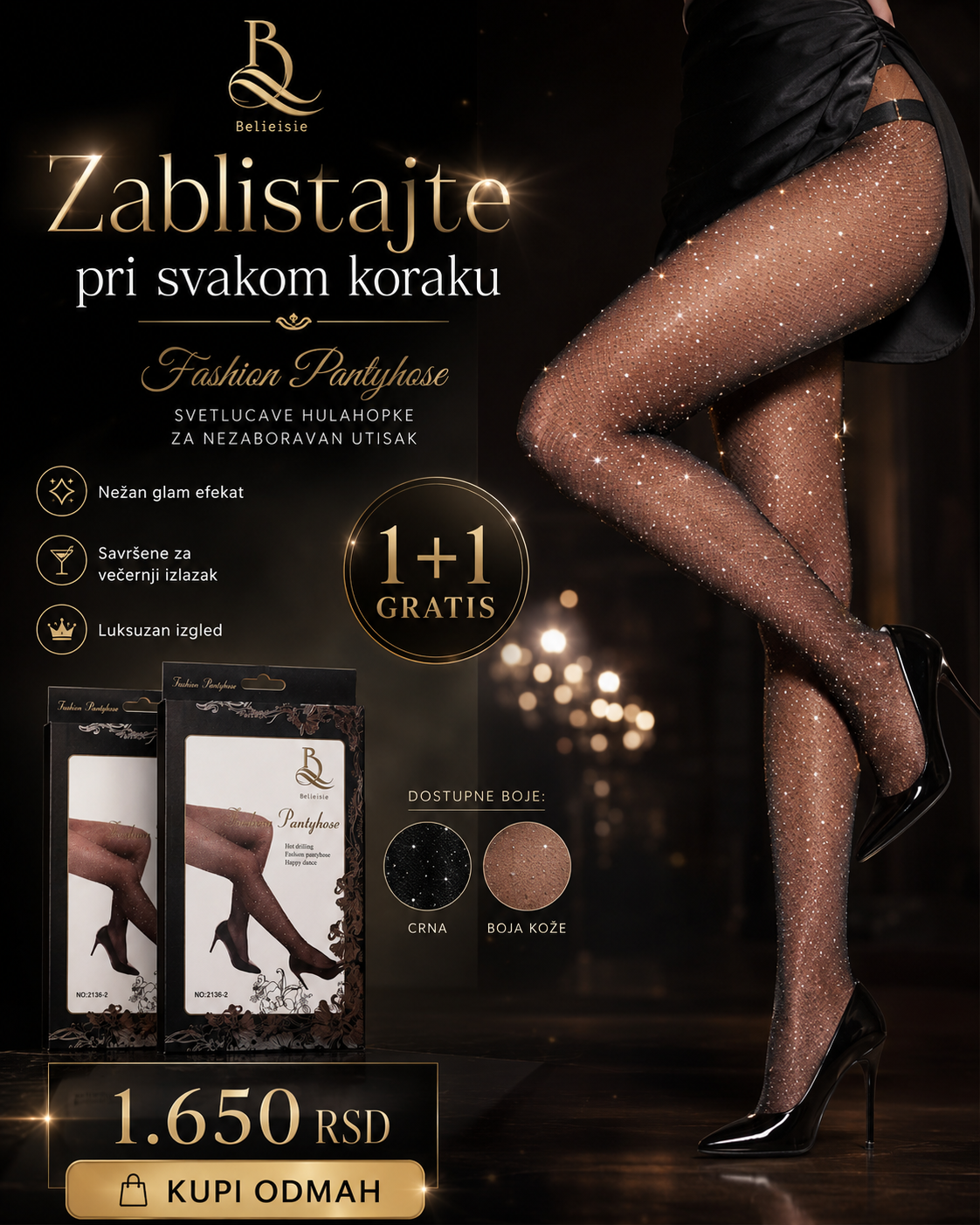 DIJAMANTSKE ČARAPE sa cirkonima 1+1 GRATIS – luksuzni sjaj za svaki korak