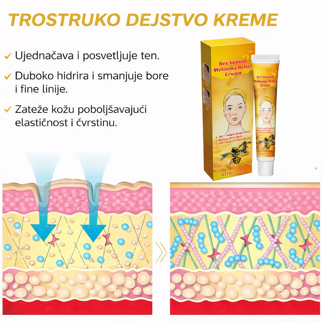 Krema sa pčelinjim otrovom protiv fleka i hiperpigmentacije 1+1 Gratis