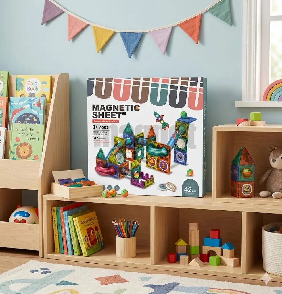 Magnetne Kocke sa Toboganom i Lopticama – Edukativni Set za Igru i Razvoj