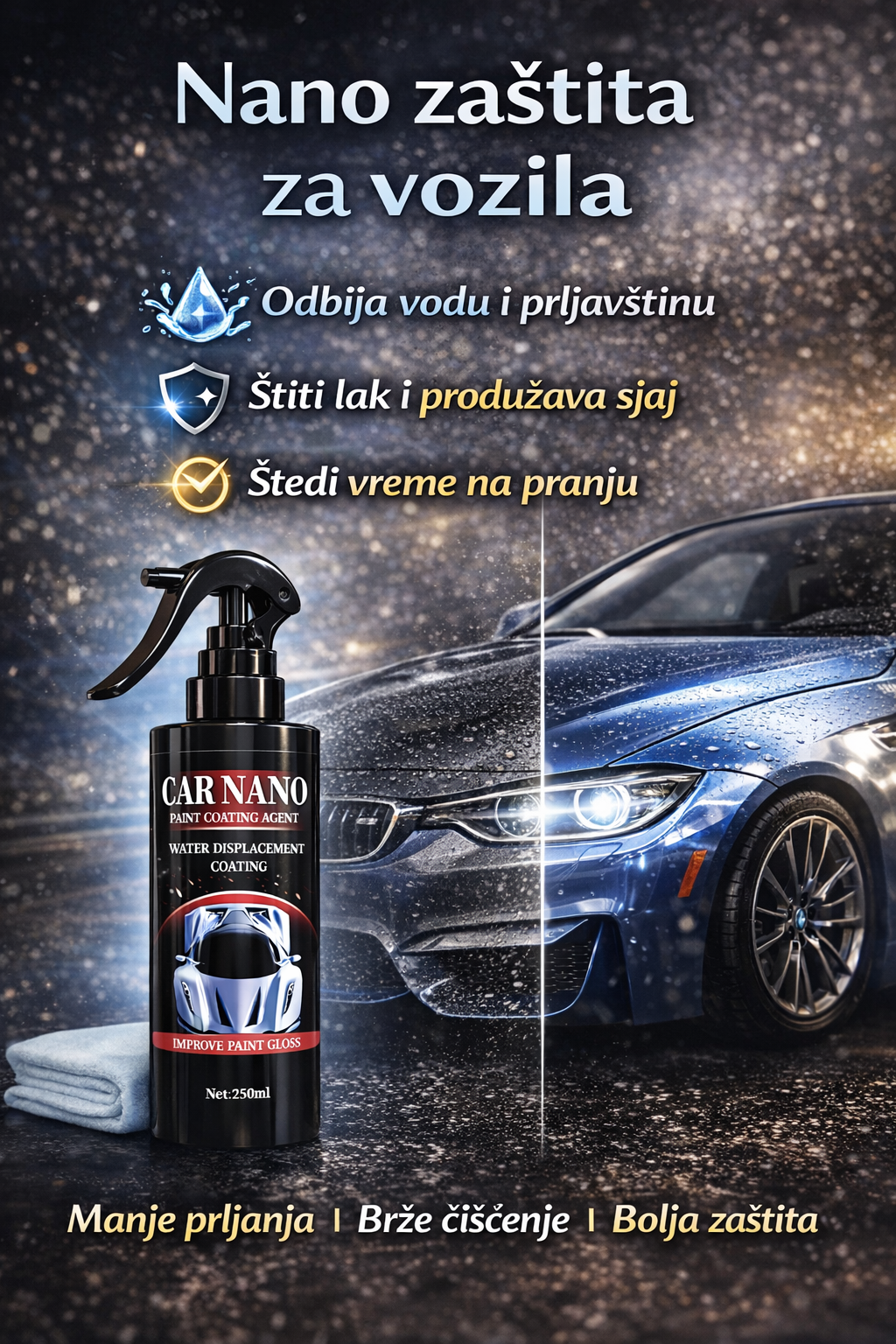 Nano sprej za zaštitu vozila 1+1 Gratis