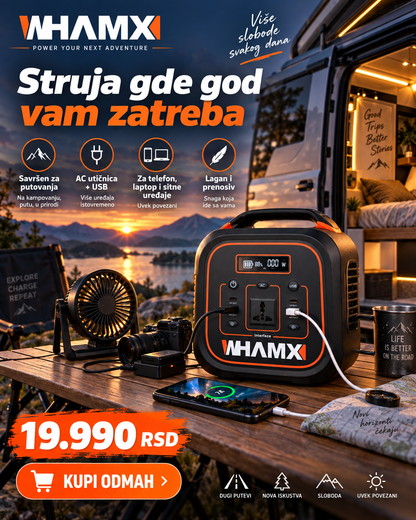 WHAMX prenosiva električna stanica – Power Station sa AC i USB izlazima