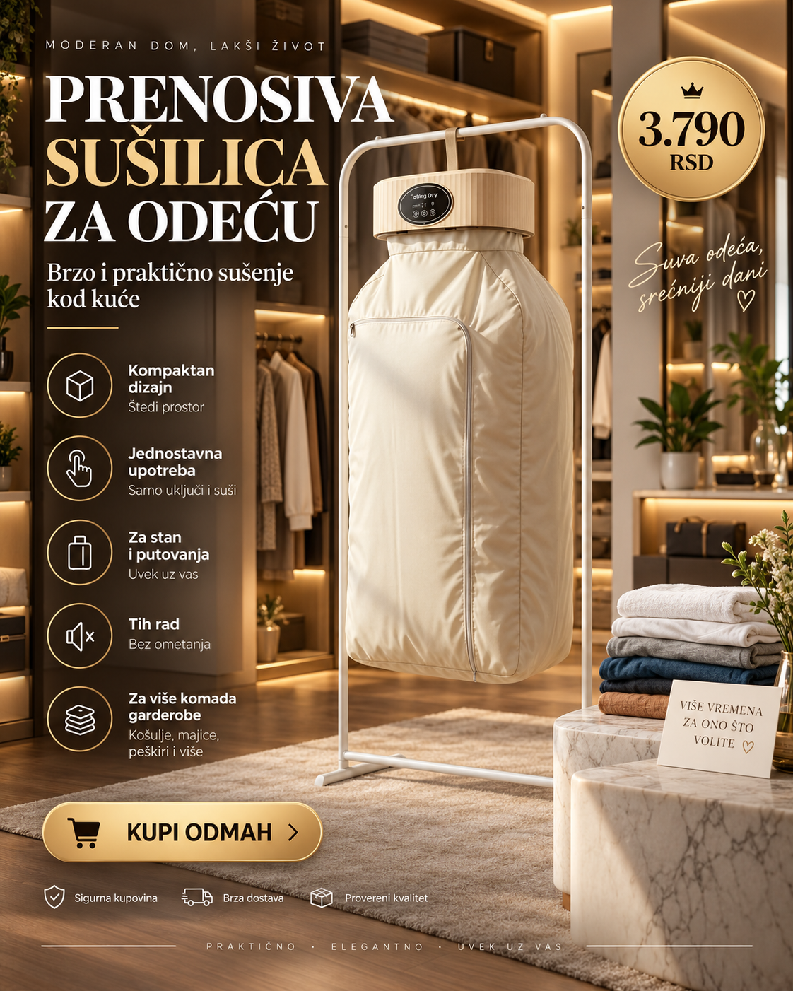 Prenosiva sušilica za odeću – kompaktno sušenje garderobe kod kuće