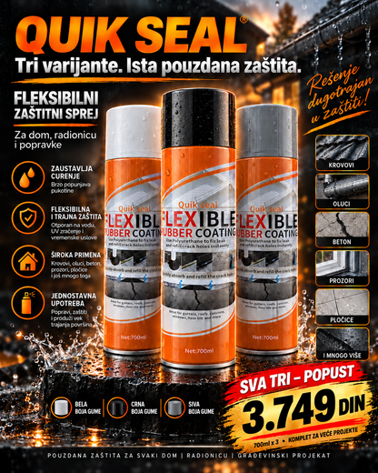 Fleksibilni vodootporni sprej 700 ml za zaptivanje pukotina i zaštitu površina -- PROFESIONALNI PREMIUM -- QUIK SEAL