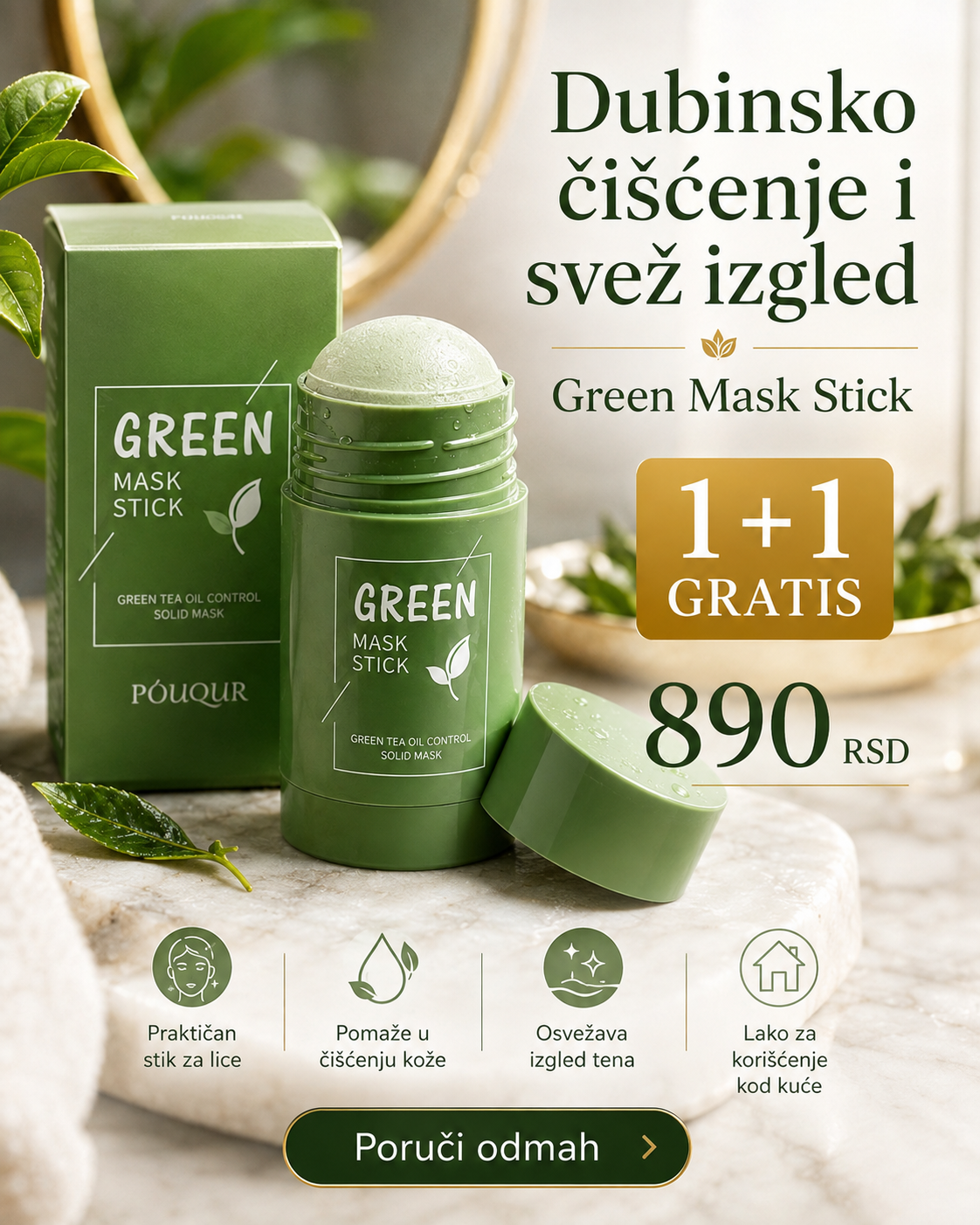 Green Mask Stick – maska za lice u stiku sa zelenim čajem | 1+1 GRATIS