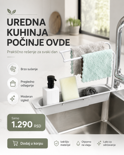 Organizator za sudoperu 3u1 – držač za sunđer, deterdžent i krpe
