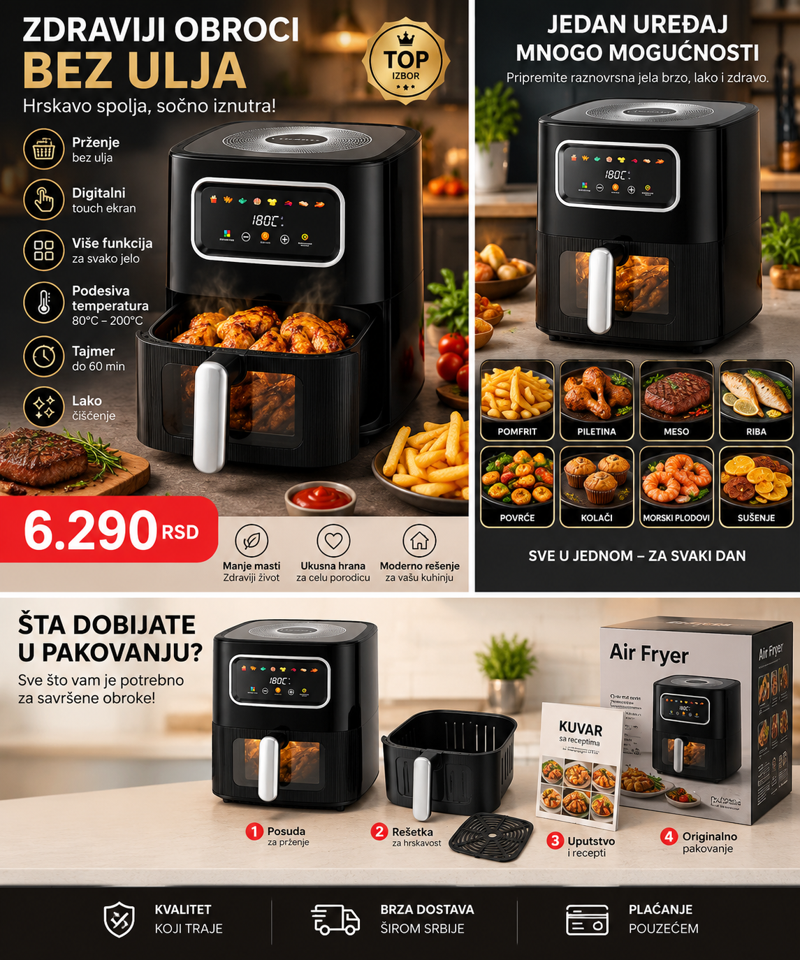 AirFry Vision 6.5L premium digitalna friteza na vruć vazduh
