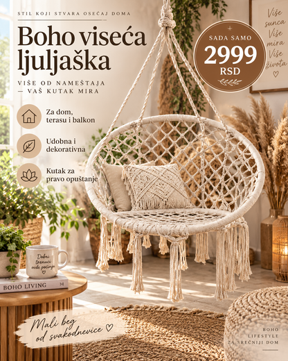 Boho viseća ljuljaška za dom terasu i balkon