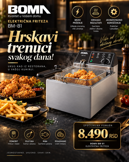 BOMN BM-81 električna friteza - hrskavi rezultati
