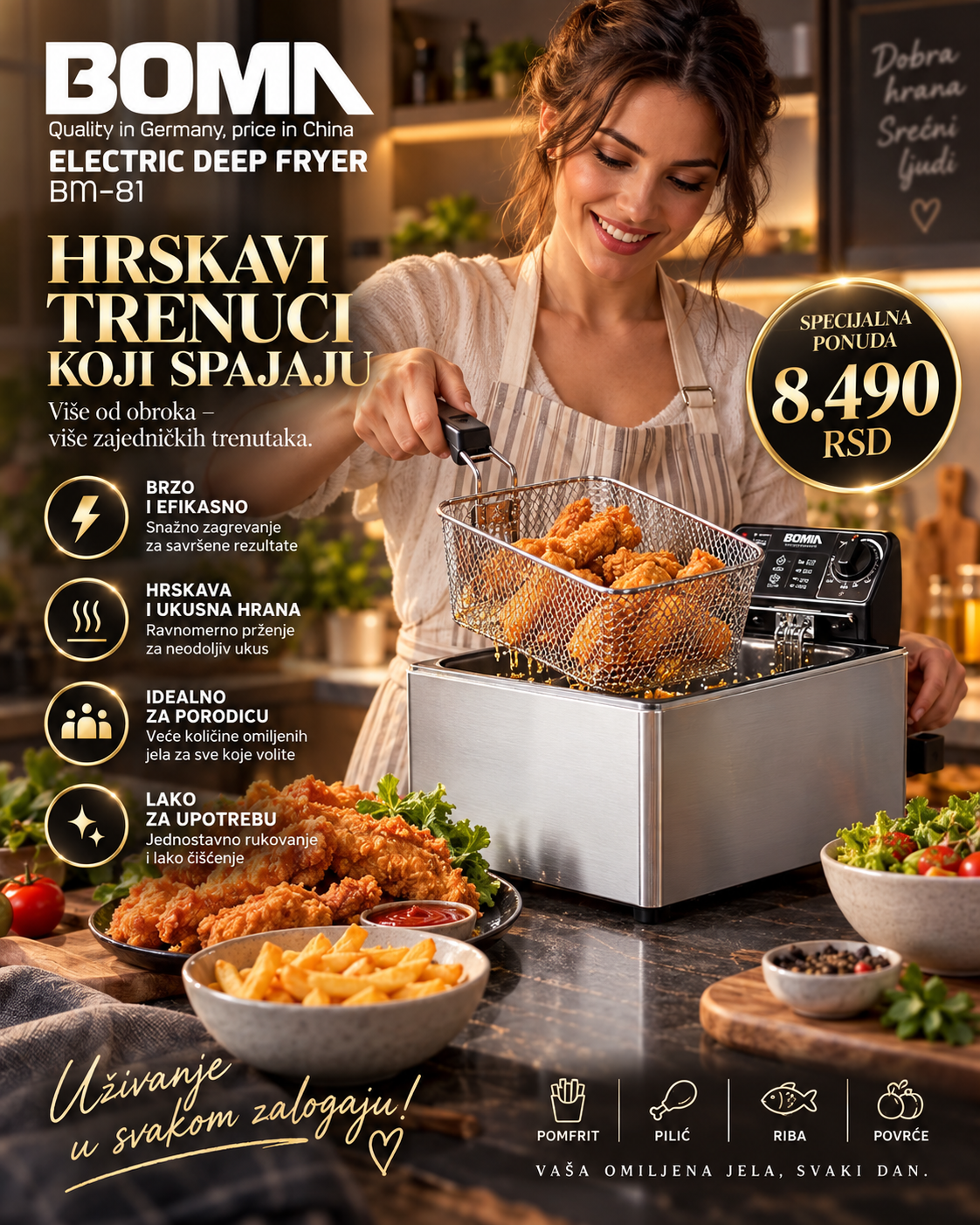 BOMN BM-81 električna friteza - prikaz korišćenja
