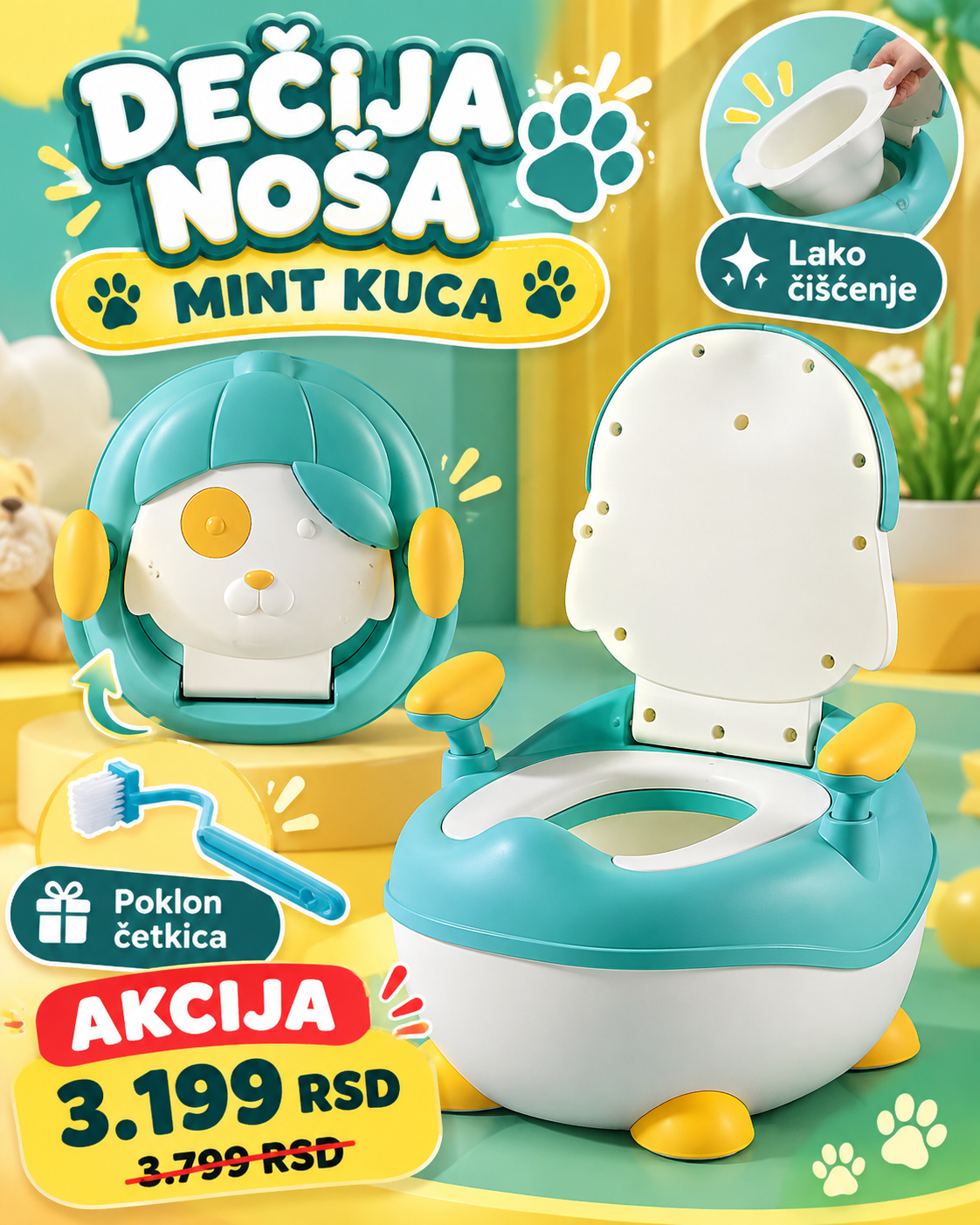 Dečija noša Mint kuca - lako čišćenje