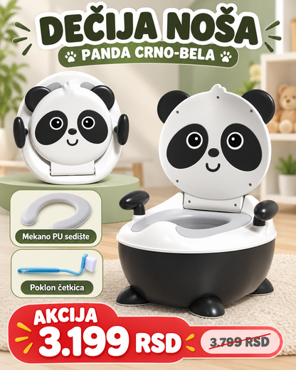 Dečija noša Panda crno-bela - mekano PU sedište