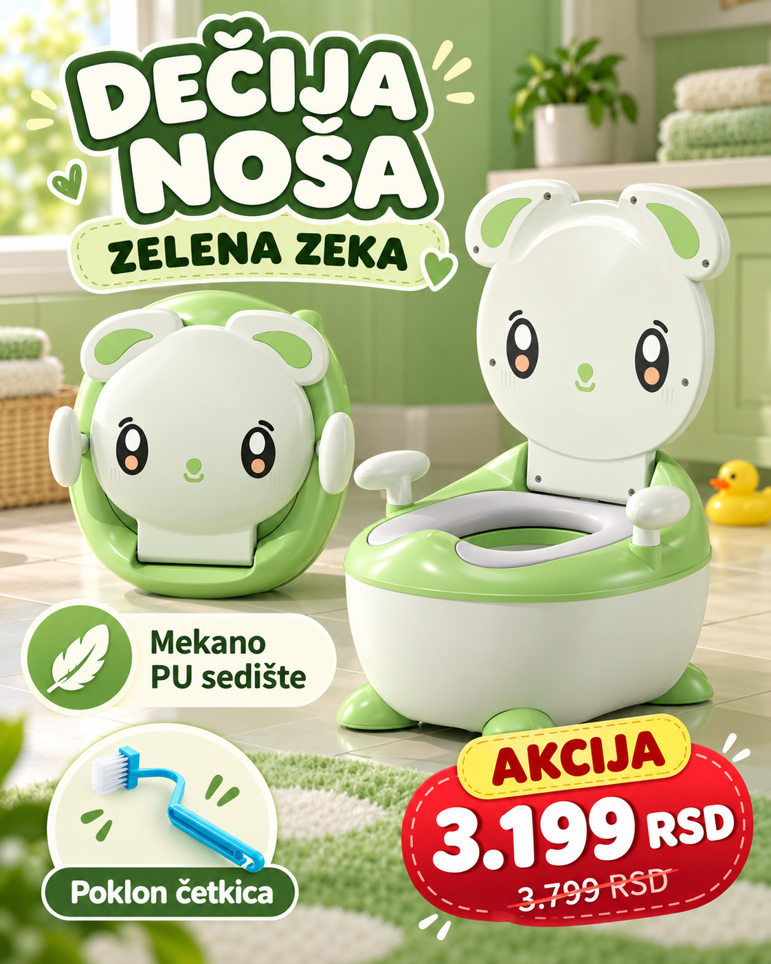 Dečija noša Zelena zeka - akcija 3.199 RSD