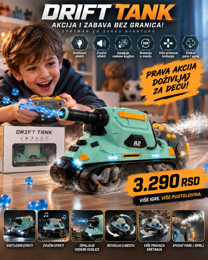 Drift Tank R2 akcioni tenk za decu sa rotacijom i više pravaca kretanja