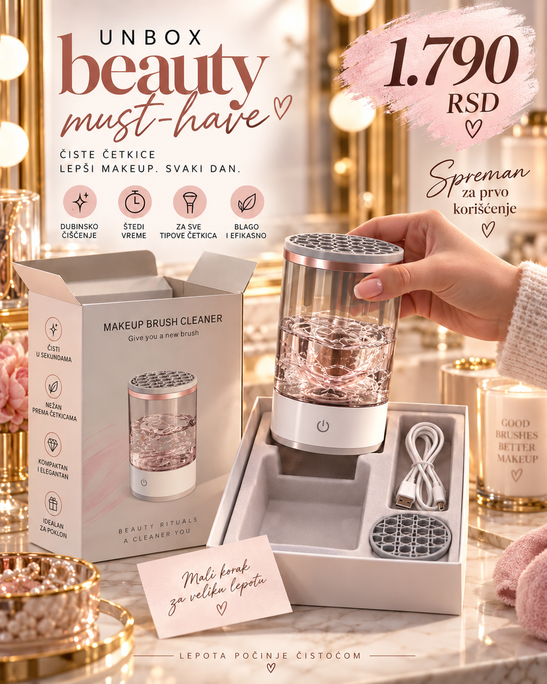Električni čistač četkica u premium beauty pakovanju