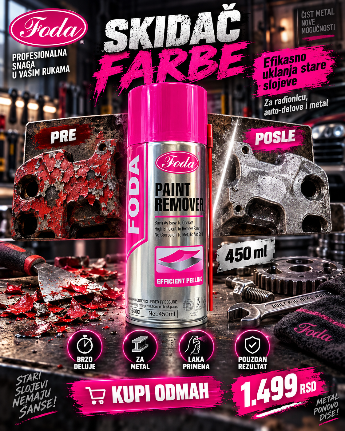 Foda skidač farbe 450 ml