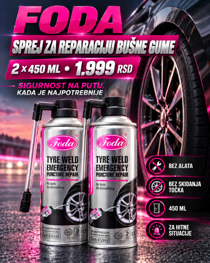FODA sprej za reparaciju bušne gume - 2 x 450 ml