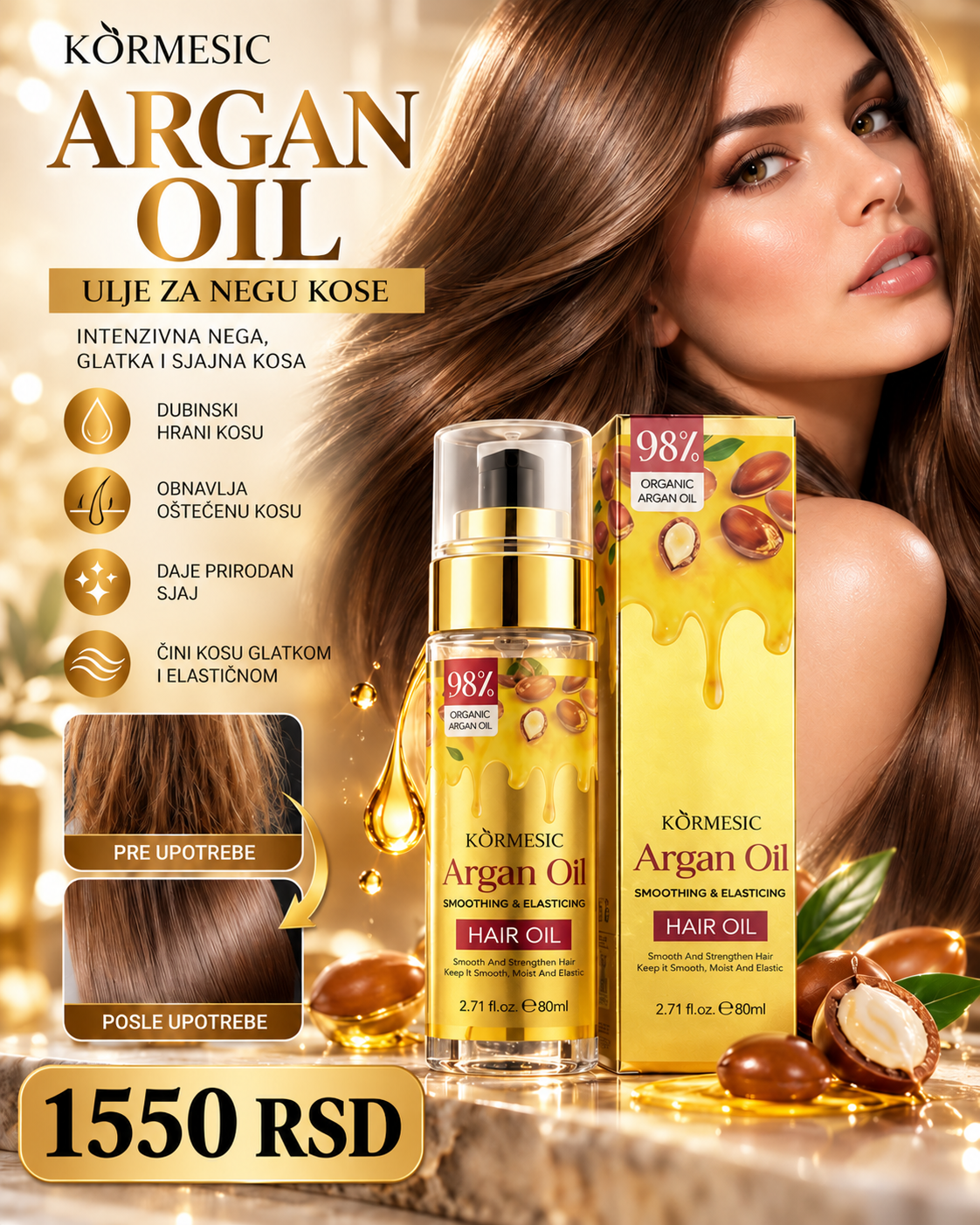 KORMESIC Argan Oil Hair Oil 80 ml