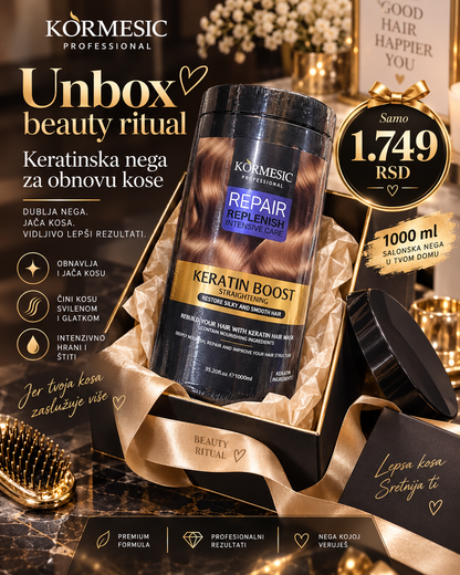 KORMESIC Keratin Boost unbox premium maska za kosu 1000 ml