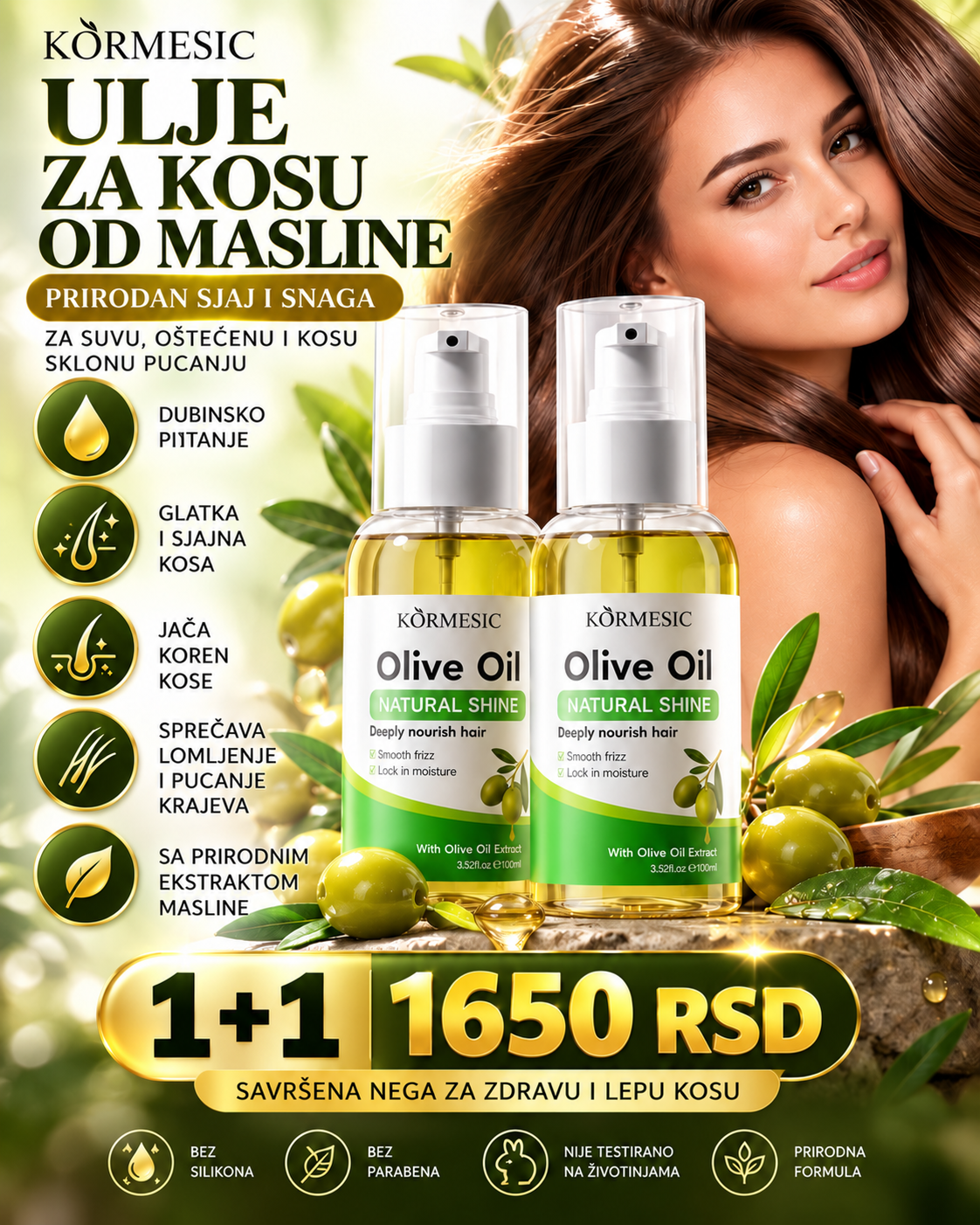 KORMESIC ulje za kosu sa ekstraktom masline 100 ml 1+1