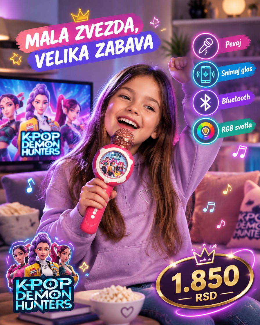 Dečji K-POP mikrofon u upotrebi - premium lifestyle slika