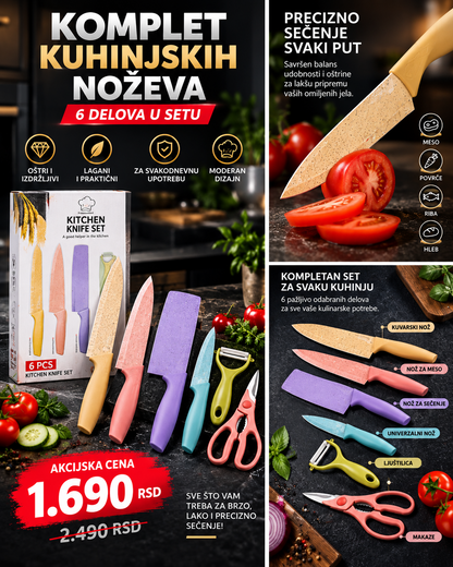 Komplet kuhinjskih noževa 6 delova