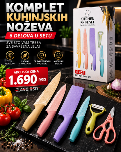 Set kuhinjskih noževa u boji sa kutijom