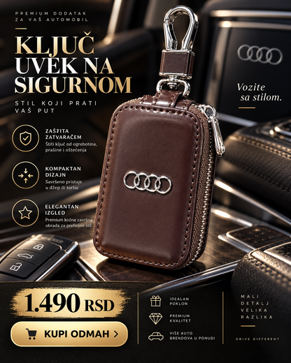 Premium futrola za auto ključ Audi braon