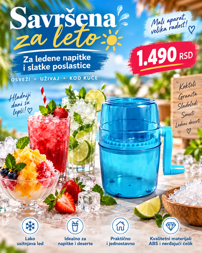 Ručna drobilica za led za letnje napitke i poslastice
