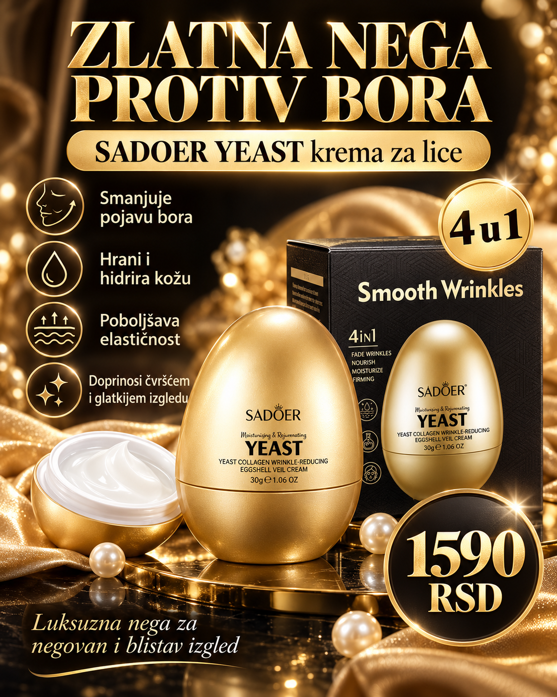 SADOER Yeast krema za lice 30 g