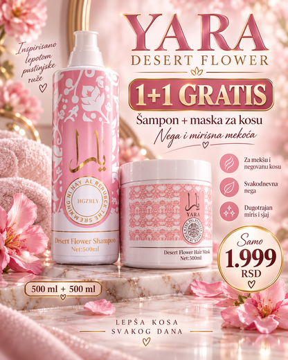 YARA Desert Flower 1+1 GRATIS šampon i maska za kosu 500 ml + 500 ml