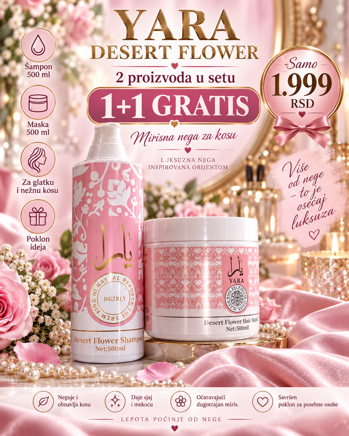YARA Desert Flower premium set za negu kose 1+1 GRATIS